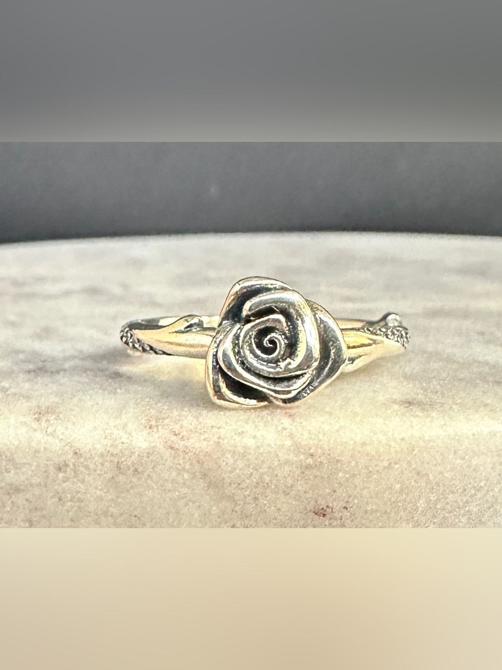Sterling Silver Rose Ring 925 – Genuine CZ Accent Stones - Size 6